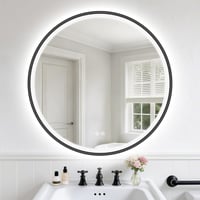 S'bagno Kerek Fürdőszobai Tükör 600 mm - Alumínium Keret, LED Világítás, Páramentesítő Funkcióval, 3000-6500K Színhőmérséklet, Fekete 1