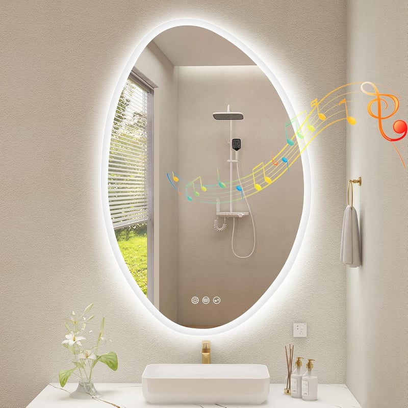 S'bagno LED Fürdőszobai Tükör 600x900 mm - Bluetooth, Páramentesítő, 3 Színhőmérséklet, Fényerőszabályzás, Memória Funkcióval, Vízálló IP44