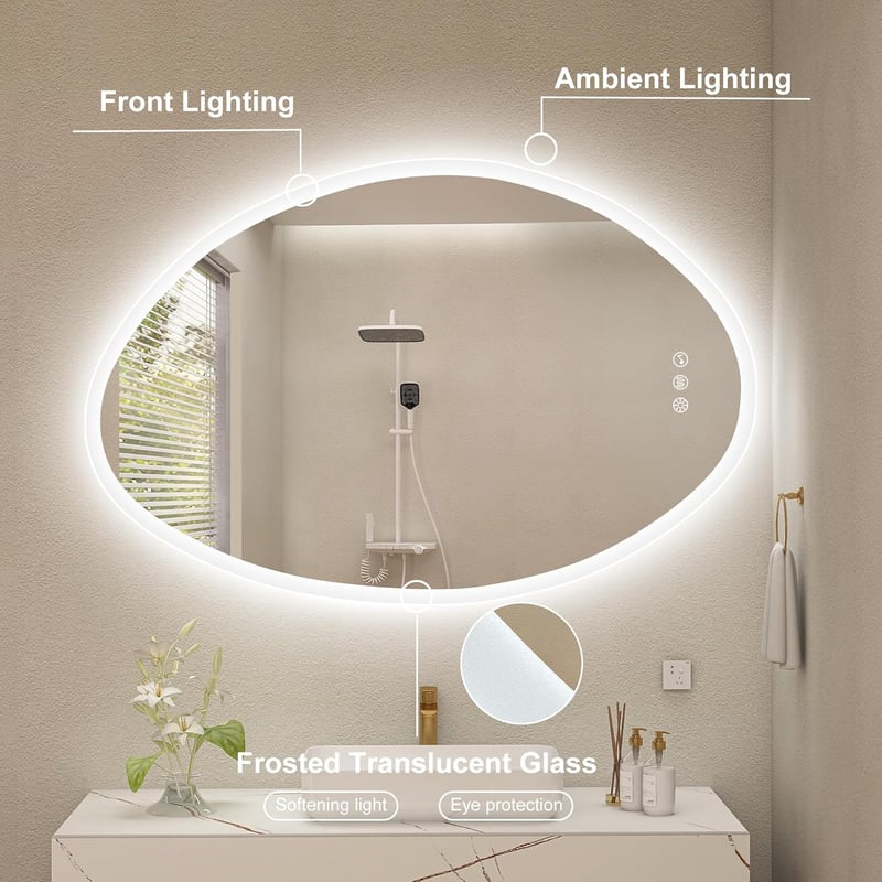 S'bagno LED Fürdőszobai Tükör 600x900 mm - Bluetooth, Páramentesítő, 3 Színhőmérséklet, Fényerőszabályzás, Memória Funkcióval, Vízálló IP44