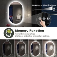 S'bagno Ovális Fürdőszobai Tükör LED Világítással 100x60 cm - Bluetooth, Páramentesítő, 3 Színhőmérséklet, IP44 Vízálló, Memória Funkcióval 6