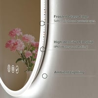 S'bagno Ovális Fürdőszobai Tükör LED Világítással 60x90 cm - Bluetooth, Páramentesítő, 3 Színhőmérséklet, IP44 Vízálló, Memória Funkcióval 8