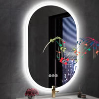 S'bagno Ovális Fürdőszobai Tükör LED Világítással 60x90 cm - Bluetooth, Páramentesítő, 3 Színhőmérséklet, IP44 Vízálló, Memória Funkcióval 1