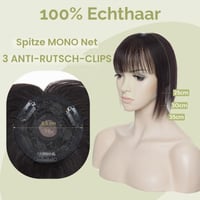 S-noilite príčesok z pravých vlasov s ofinou pre ženy, 150% hustota, monofilová základňa, zahusťovač vlasov pre jemné vlasy, 35 cm, 38 g, #1B prirodzená čierna 4