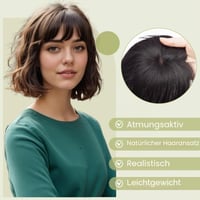 S-noilite príčesok z pravých vlasov s ofinou pre ženy, 150% hustota, monofilová základňa, zahusťovač vlasov pre jemné vlasy, 35 cm, 38 g, #1B prirodzená čierna 3