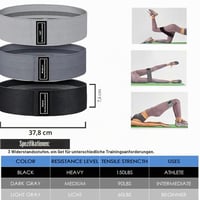Set benzi elastice de rezistență S.ROMZA pentru fitness, exerciții pentru picioare și antrenament acasă, pentru bărbați și femei - Gri deschis/Gri închis/Negru 3