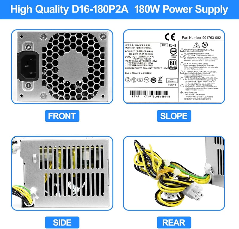 S-Union D16-180P2A 180W ATX Tápegység HP Prodesk 680 800 G3 SFF 480 600 G4 SFF 280 285 Pro G3 MT Számítógépekhez Kompatibilis