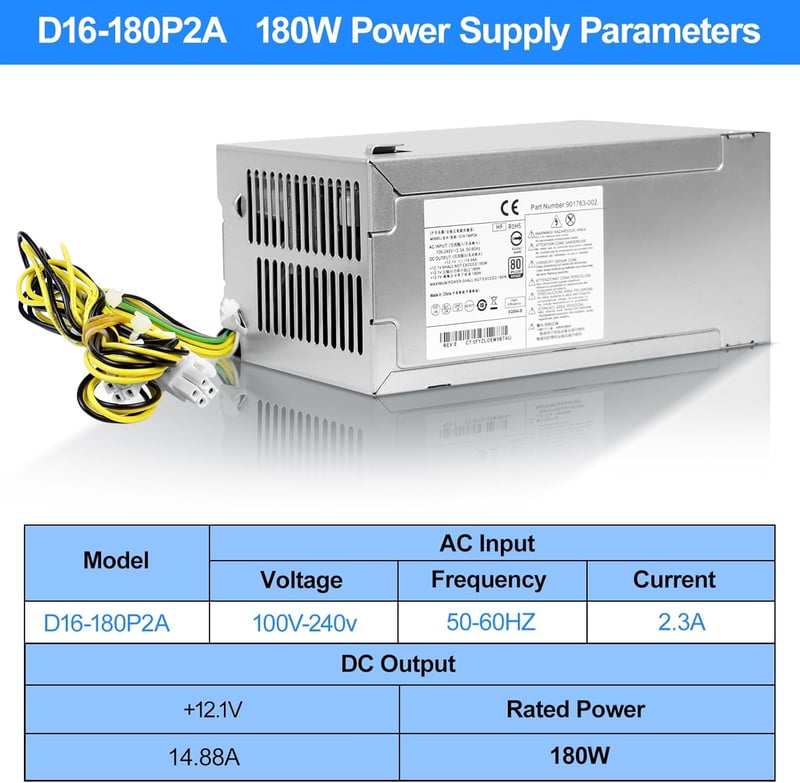 S-Union D16-180P2A 180W ATX Tápegység HP Prodesk 680 800 G3 SFF 480 600 G4 SFF 280 285 Pro G3 MT Számítógépekhez Kompatibilis