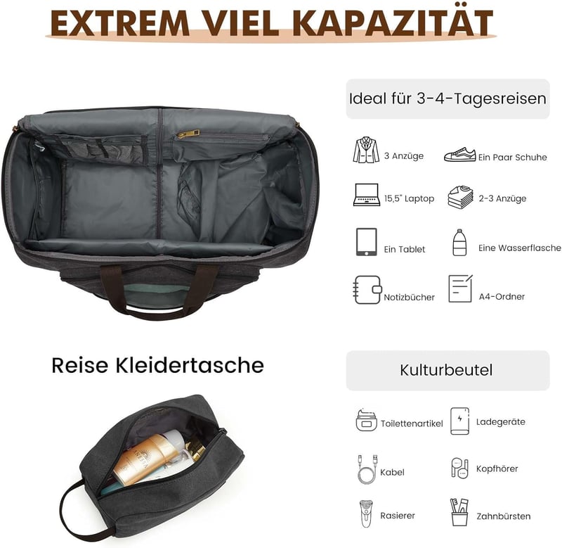 S-ZONE 2az1-ben Konvertálható Utazási Ruhatáska Öltöny Táska Toalett Táskával
