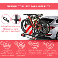 S21 Homologizovaná flexibilná tabuľa V-20 na označenie prečnievajúceho nákladu na nosič bicyklov, schválená DGT, 50x50 cm 4