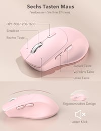 SABLUTE Ergonomikus Vezeték Nélküli Billentyűzet és Egér Szett, Csuklótámasz, Telefontartó, Rosa - Pink 6
