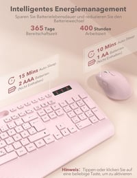 SABLUTE Ergonomikus Vezeték Nélküli Billentyűzet és Egér Szett, Csuklótámasz, Telefontartó, Rosa - Pink 5