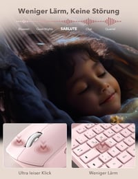 SABLUTE Ergonomikus Vezeték Nélküli Billentyűzet és Egér Szett, Csuklótámasz, Telefontartó, Rosa - Pink 8