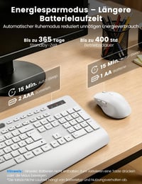 SABLUTE Bezdrôtová súprava klávesnice a myši s opierkou na zápästie a držiakom na telefón – Biela 5