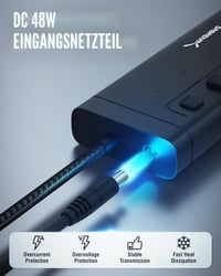 SABRENT HB-3A4C USB-C rozbočovač so 7 portami, 48 W, s vypínačmi, čierny – USB hub s funkciou nabíjania 8