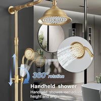 Saeuwtowy Retro Zuhanyszisztéma Antik Bronz 2 Kimenetes Állítható Magasság 85-135cm 4