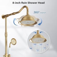Saeuwtowy Retro Zuhanyszisztéma Antik Bronz 2 Kimenetes Állítható Magasság 85-135cm 3