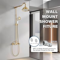 Saeuwtowy Retro Zuhanyszisztéma Antik Bronz 2 Kimenetes Állítható Magasság 85-135cm 2