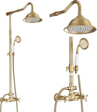 Saeuwtowy Retro Zuhanyszisztéma Antik Bronz 2 Kimenetes Állítható Magasság 85-135cm 1
