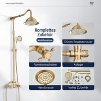 Saeuwtowy Retro Zuhanyszisztéma Antik Bronz 2 Kimenetes Állítható Magasság 85-135cm 5