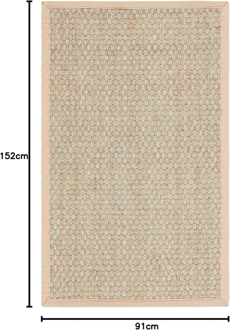SAFAVIEH Természetes Szálú Szőnyeg 3x5 Beige Tengeri Fű Mintás Kopásálló - 91 x 152 cm (Rechthoekig), Natural/Beige