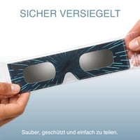 Ochelari pentru eclipsă solară SAFE ECLIPSE, pachet de 2/6/12/50 bucăți, ramă de 45 mm, adaptabili peste ochelari cu dioptrii, certificați EN ISO 12312-2:2015, marcați CE, Hyper Drive 6
