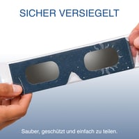 Ochelari pentru eclipsă solară SAFE ECLIPSE, pachet de 2/6/12/50 bucăți, ramă de 45 mm, pot fi purtați peste ochelarii cu dioptrii, certificați EN ISO 12312-2:2015, marcați CE, Astro 6