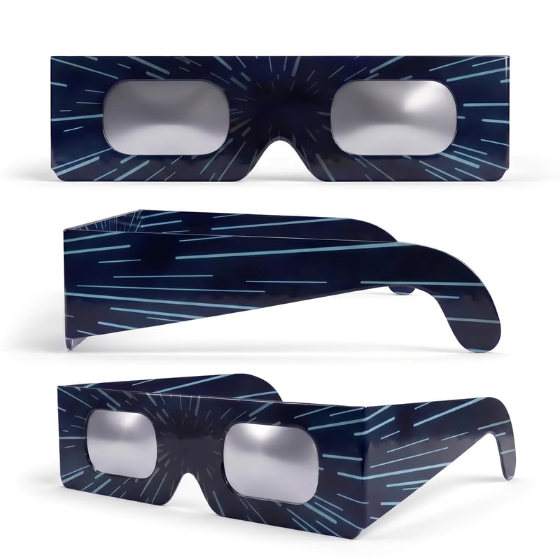 Ochelari pentru eclipsă solară SAFE ECLIPSE, pachet de 2/6/12/50 bucăți, ramă de 45 mm, adaptabili peste ochelari cu dioptrii, certificați EN ISO 12312-2:2015, marcați CE, Hyper Drive