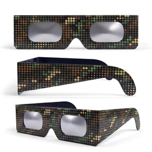 SAFE ECLIPSE naočale za pomrčinu Sunca, 2 komada, okvir 45 mm, Digital Camo, preko korektivnih naočala — okvir lagano zgužvan (stanje: vidi drugu sliku)