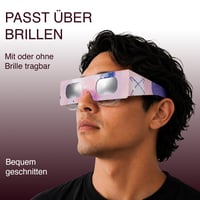 Ochelari pentru eclipsa solară SAFE ECLIPSE, 2 bucăți, înălțime ramă 45 mm, se pot purta peste ochelarii de vedere, certificați EN ISO 12312-2:2015, marcați CE, Milky Way 2