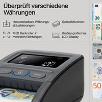 Automatický detektor bankoviek Safescan 155-S so 7-násobným overením – detektor falzifikátov, čierny 3