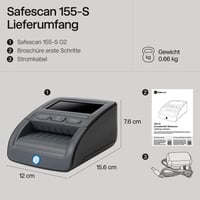 Automatický detektor bankoviek Safescan 155-S so 7-násobným overením – detektor falzifikátov, čierny 6
