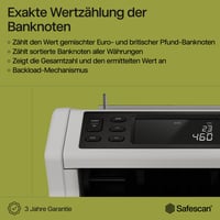 Počítačka bankoviek Safescan 2265 – hodnotové počítanie zmiešaných bankoviek EUR, 6-násobné overovanie pravosti, všetky meny 2