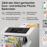 Počítačka bankoviek Safescan 2265 – hodnotové počítanie zmiešaných bankoviek EUR, 6-násobné overovanie pravosti, všetky meny 3
