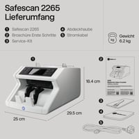 Počítačka bankoviek Safescan 2265 – hodnotové počítanie zmiešaných bankoviek EUR, 6-násobné overovanie pravosti, všetky meny 7