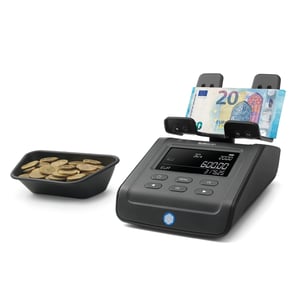 Mașină de numărat bani Safescan 6165 - Numărarea valorii monedelor și a bancnotelor, cu recunoaștere automată a rolelor de monede, cântar pentru numărarea rapidă a numerarului