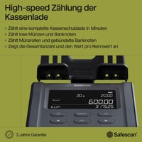 Mașină de numărat bani Safescan 6165 - Numărarea valorii monedelor și a bancnotelor, cu recunoaștere automată a rolelor de monede, cântar pentru numărarea rapidă a numerarului 2