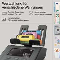 Mașină de numărat bani Safescan 6165 - Numărarea valorii monedelor și a bancnotelor, cu recunoaștere automată a rolelor de monede, cântar pentru numărarea rapidă a numerarului 3