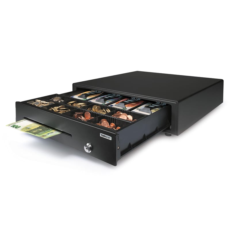 Sertar de numerar Safescan LD-4141 cu 8 compartimente pentru monede și 3 compartimente pentru bancnote, 41x41,5x11,5 cm