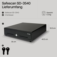 Sertar de numerar Safescan SD-3540 Standard – 4 compartimente pentru bancnote și 8 pentru monede, conexiune RJ-12, 35x40,5x10,5 cm 6