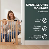 Safetots Wooden Elegance Drevená detská zábrana na schodisko prírodná – Bez vŕtania – 87-95 cm – Obojsmerné otváranie – Pre deti a domácich miláčikov 3