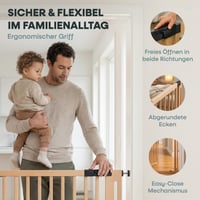 Safetots Wooden Elegance Drevená detská zábrana na schodisko prírodná – Bez vŕtania – 87-95 cm – Obojsmerné otváranie – Pre deti a domácich miláčikov 5