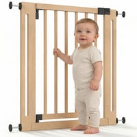 Safetots Wooden Elegance Drevená detská zábrana na schodisko prírodná – Bez vŕtania – 87-95 cm – Obojsmerné otváranie – Pre deti a domácich miláčikov 1