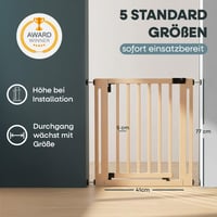 Safetots Wooden Elegance Drevená detská zábrana na schodisko prírodná – Bez vŕtania – 87-95 cm – Obojsmerné otváranie – Pre deti a domácich miláčikov 4