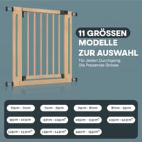 Safetots Wooden Elegance Drevená detská zábrana na schodisko prírodná – Bez vŕtania – 87-95 cm – Obojsmerné otváranie – Pre deti a domácich miláčikov 7