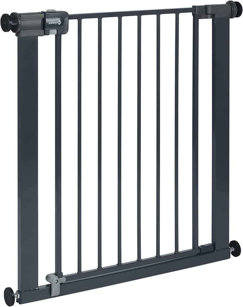Poartă de siguranță metalică pentru copii Safety 1st Easy Close, 73-80 cm (max. 108 cm), închidere cu o singură mână, fixare fără găurire, sistem de închidere dublă, negru