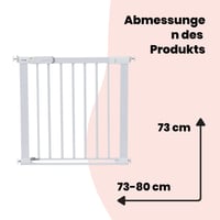Bezpečnostná zábrana Safety 1st SecurTech Flat Step, 73 – 80 cm (max. 101 cm), biela, bez vŕtania, plochý prah, otváranie jednou rukou, samozatváracia 8