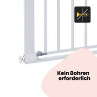 Bezpečnostná zábrana Safety 1st SecurTech Flat Step, 73 – 80 cm (max. 101 cm), biela, bez vŕtania, plochý prah, otváranie jednou rukou, samozatváracia 5