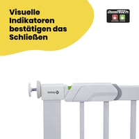 Bezpečnostná zábrana Safety 1st SecurTech Flat Step, 73 – 80 cm (max. 101 cm), biela, bez vŕtania, plochý prah, otváranie jednou rukou, samozatváracia 6