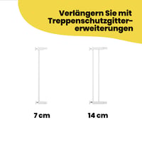 Bezpečnostná zábrana Safety 1st SecurTech Flat Step, 73 – 80 cm (max. 101 cm), biela, bez vŕtania, plochý prah, otváranie jednou rukou, samozatváracia 3