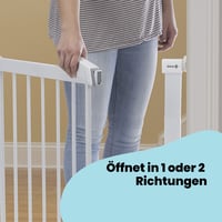 Bezpečnostná zábrana Safety 1st SecurTech Flat Step, 73 – 80 cm (max. 101 cm), biela, bez vŕtania, plochý prah, otváranie jednou rukou, samozatváracia 7